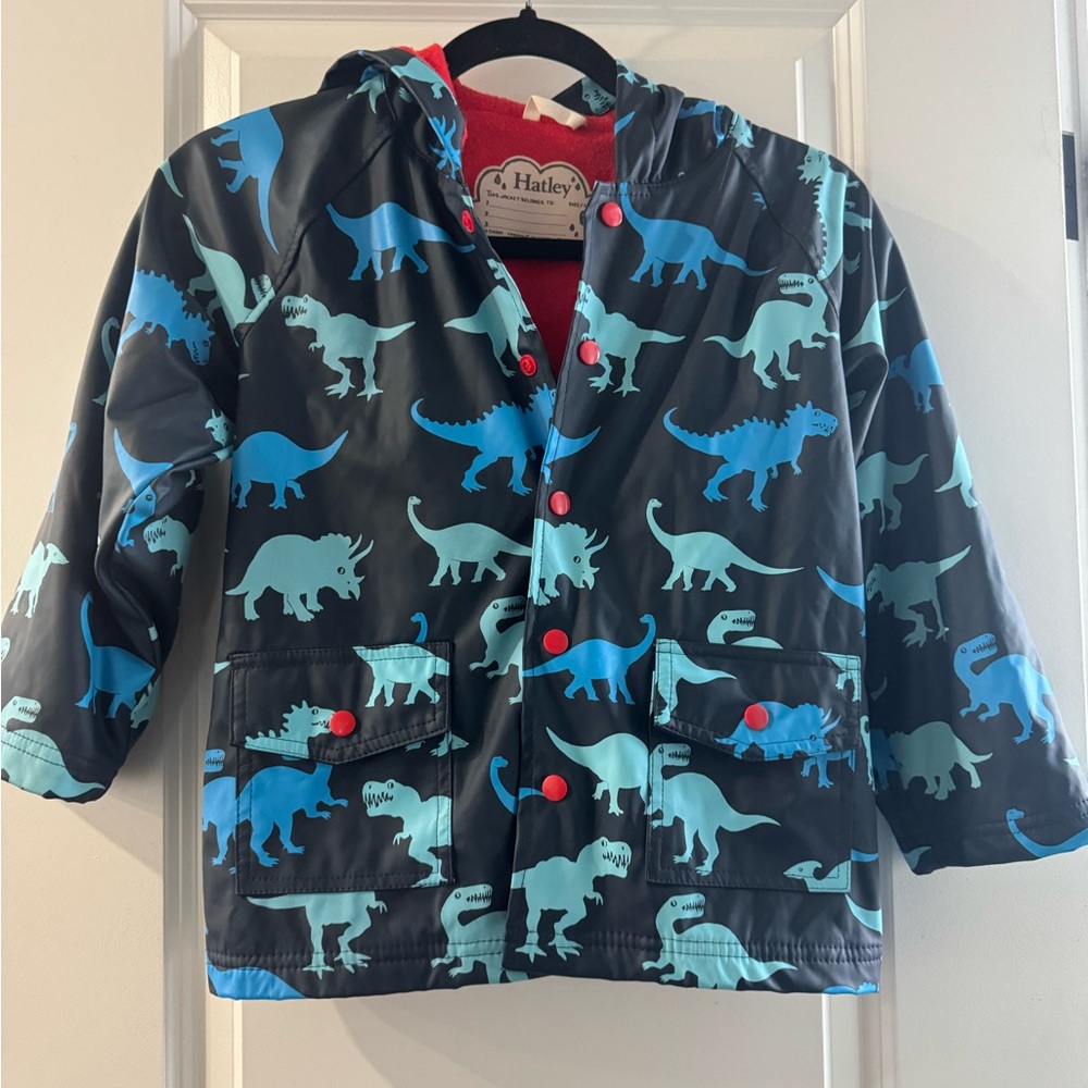 Hatley Dinosaur Raincoat for Kids size 6 boys terry cloth lining